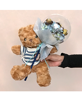 Teddy bloom pop karangan bunga