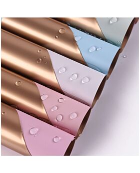 Grosir 1Pak Gold Bicolor Cellophane / Waterproof Flower Wrapping Paper / Kertas Buket Bunga Emas 58x58cm Fst
