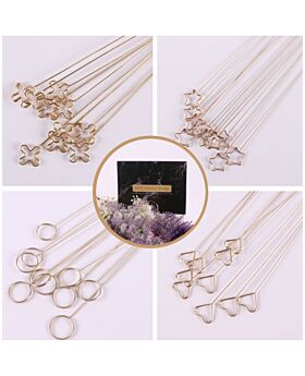 Grosir 1Pak Gold Stick Card Holder / Klip Kartu Ucapan Bunga Emas / Gagang Ucapan Bunga Fst