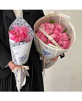 Kertas Wrapping Bunga Biru Putih Fst