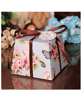 Shabby Flower Favor Box Ribbon Not Included Kmn - Blue (10Pcs)