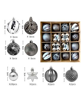 Ornament Bola Natal Set Xmas - Silver Putih