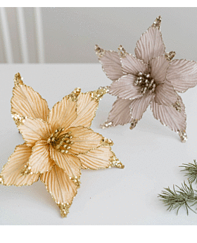 25cm Bunga Natal Poinsettia Crinkle Xmas