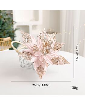 28cm Bunga Natal Sequin Embossed Pink Xmas Type C