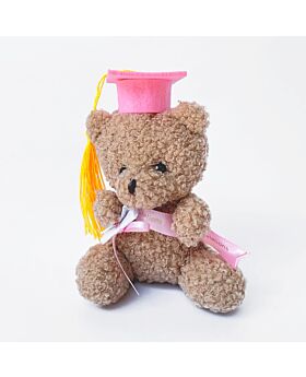 Gantungan Kunci Boneka Beruang Wisuda Bulu Keriting Tinggi 13cm