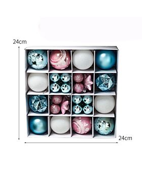Ornament Bola Natal Set Xmas - Biru Pink