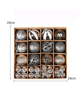 Ornament Bola Natal Set Xmas - Silver Putih