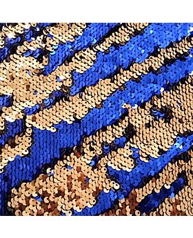 Flipped Sequin Fabric Kts - Navy Gold (Per Yard)