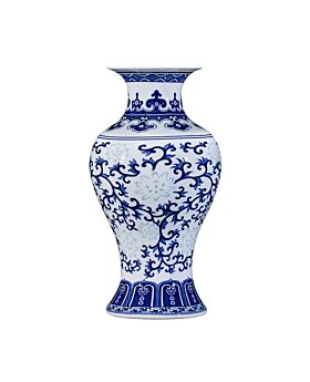 Vas Bunga Biru Putih China Chinoserie Cny - Qinghua Ming
