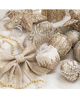 Christmas Luxury Ornament Set Xmas White Gold