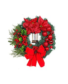 Christmas Wreath Red Kastuba 40cm with LED Candle