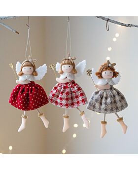 Fairy Angel Plaid Ornament Natal Xmas