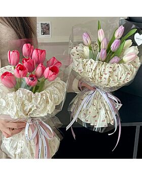 1 Pak Kertas Bunga Crinkle Cellophane Flower Pattern Fst