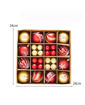 Ornament Bola Natal Set Xmas - Red Gold
