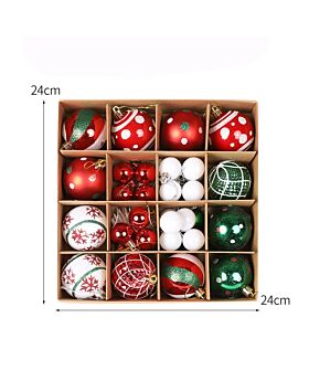 Ornament Bola Natal Set Xmas - Merah Hijau Putih