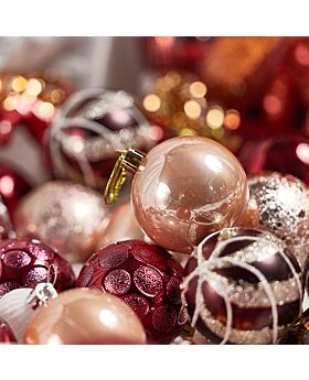 Premium Ball Ornaments Red Maroon Set Xmas