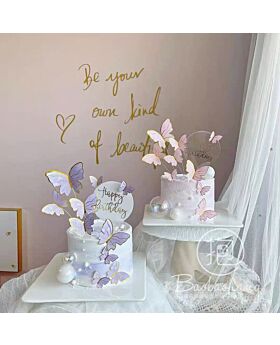 1 pack Kupu-Kupu Laser Silver Hologram Dekorasi Buket Topper Kue Fst