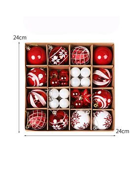 Ornament Bola Natal Set Xmas - Merah Putih