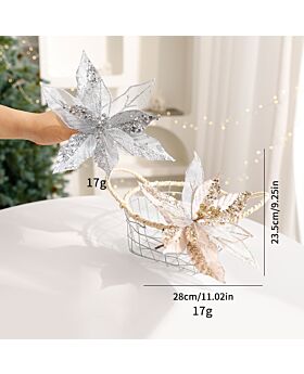 22cm Bunga Natal Sequin Embossed Pink Type B