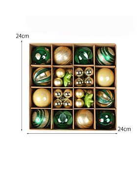 Ornament Bola Natal Set Xmas - Gold Green